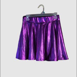 Shiny Flared Pleated Mini Skater Skirt